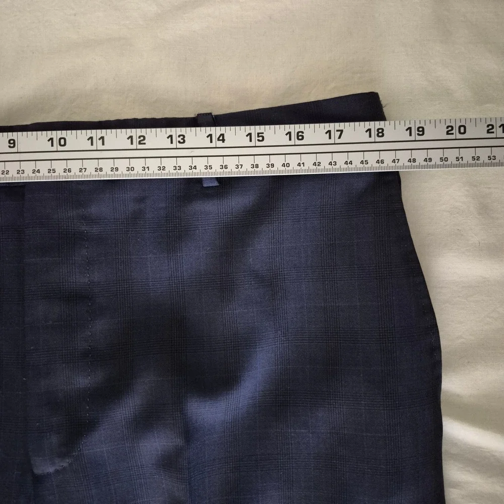 Saks Fifth Avenue Ermenegildo Zegna Suit 46R Navy Plaid Wool 2pc 36x29 Italy